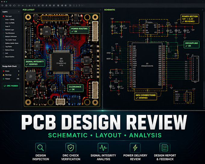 review your pcb design, schematic and layout before production