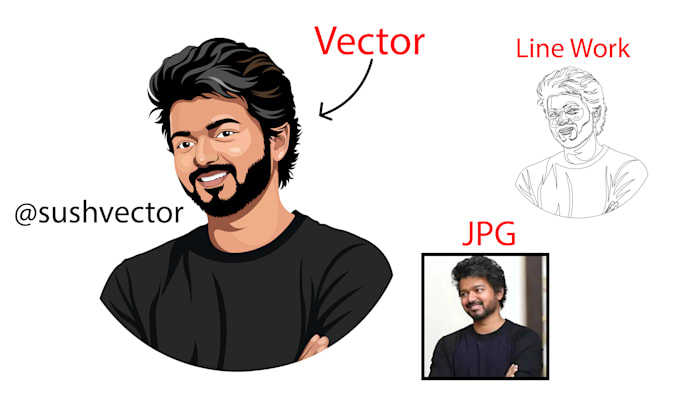 draw high quality vector portrait and vector tracing