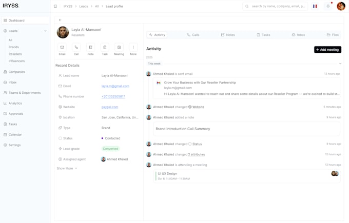 design for CRM dashboard