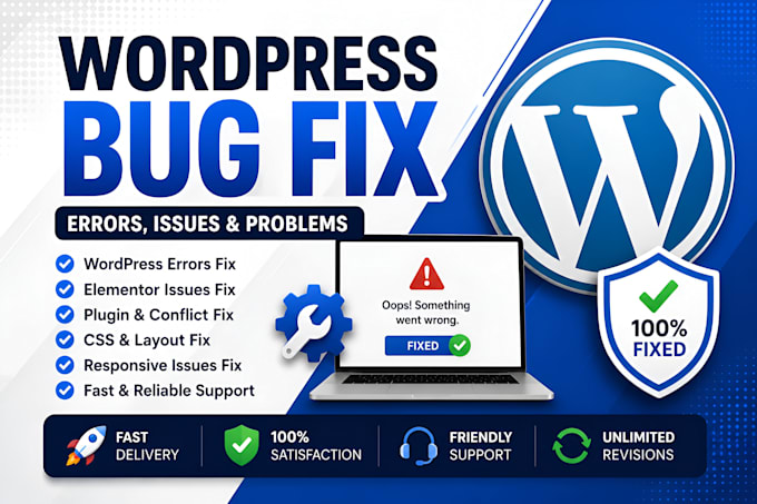 fix wordpress bugs, errors, issues and website problems