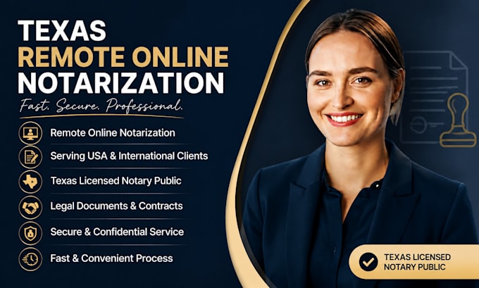 provide remote texas notarization for USA and international client notary public