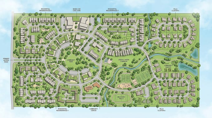 transform your cad files into detailed master plan and site plan designs