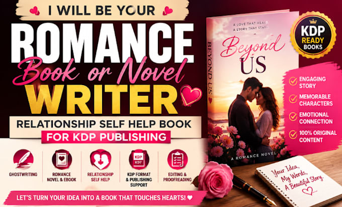 be romance book or novel writer, relationship self help book for KDP publishing