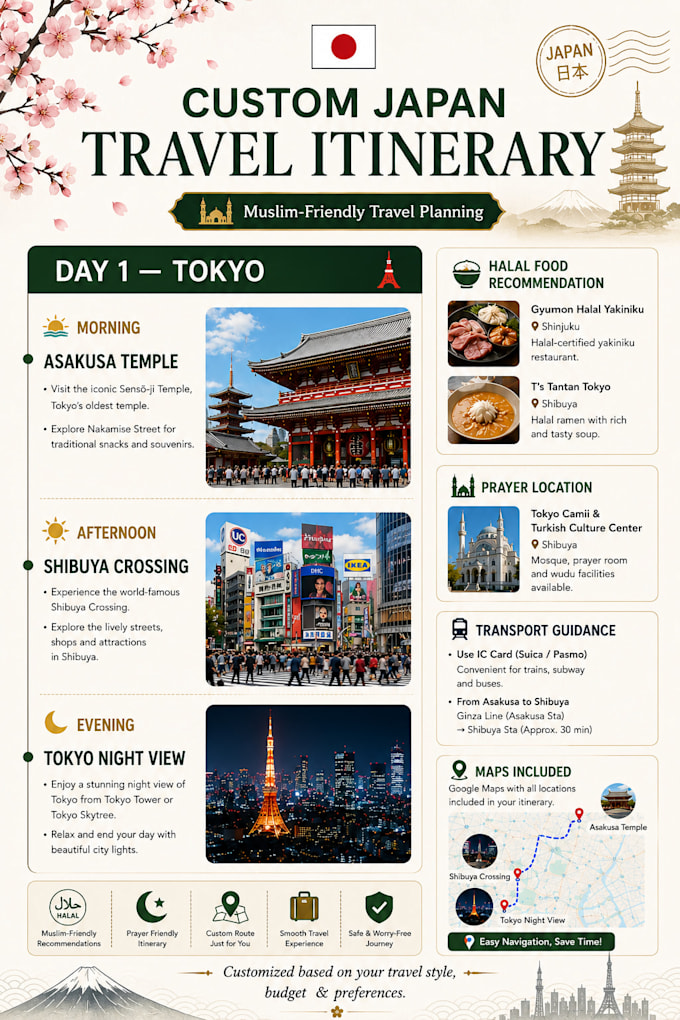 create custom halal friendly japan travel itinerary