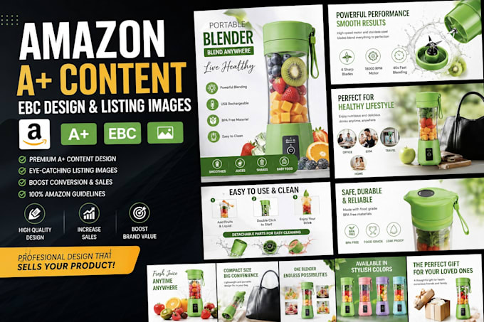 design amazon a plus content, amazon ebc and amazon listing images