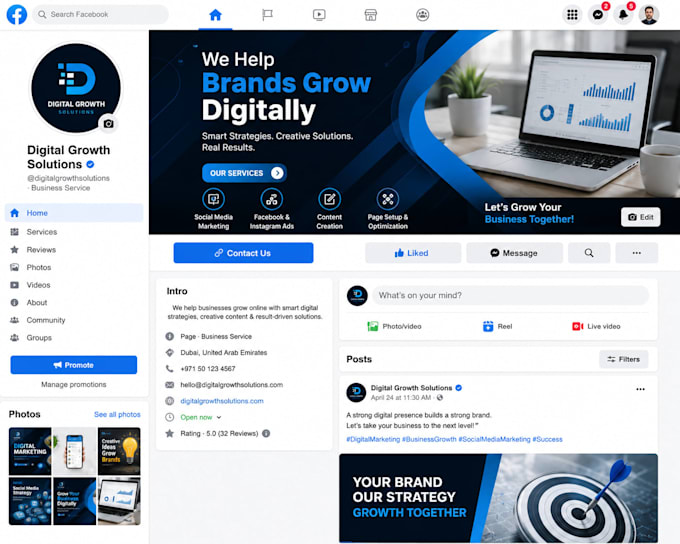 do professional facebook business page creation and setup