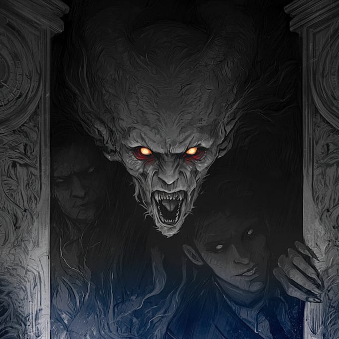 create realistic dark art horror illustrations
