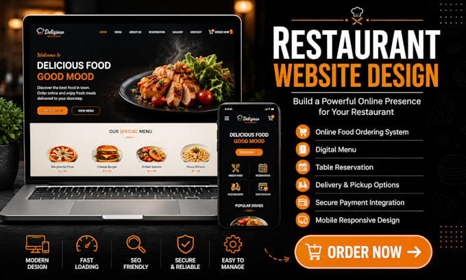 create a restaurant website with online food ordering system