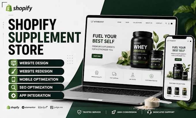 build shopify supplement store, redesign vitamin website shopify nutrition store