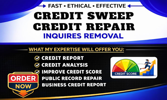 do professional credit sweep, remove late payments, collection, charge offs
