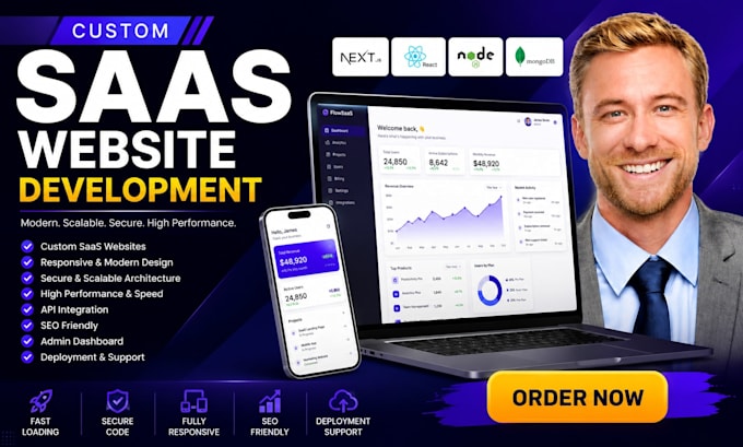build saas website with react nodejs nextjs go javascript full stack development