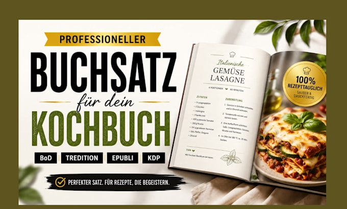 buchsatz fur dein kochbuch, amazon KDP, bod, tredition, epubli