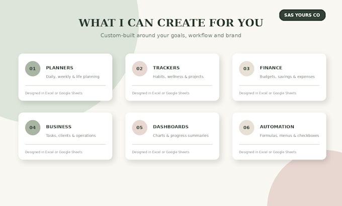design a custom excel or google sheets planner and tracker