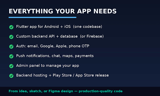 build your flutter app with backend API and deployment