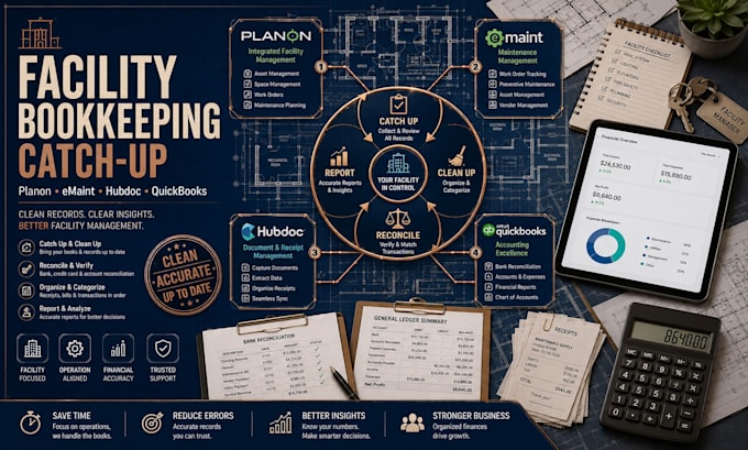 catch up planon, emaint, hubdoc and quickbooks for facility managers