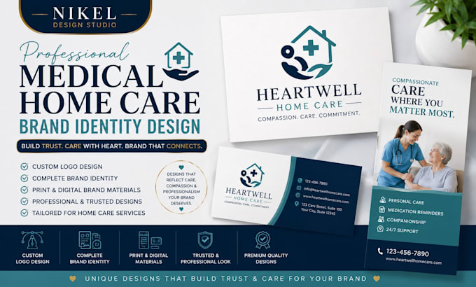 design home care logo health care , and senior care flyers
