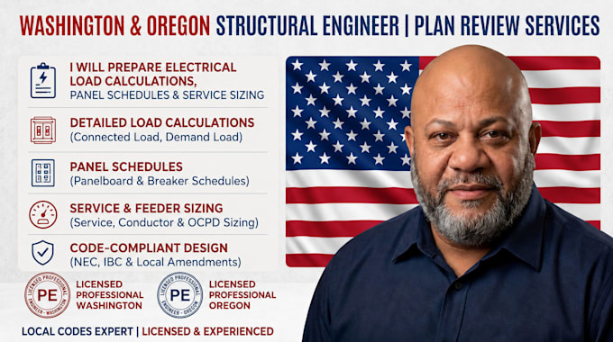 prepare electrical load calculations, panel schedules and service sizing