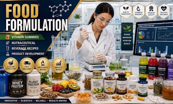 do food formulation vitamin, nutraceutical, gummies beverage recipe development