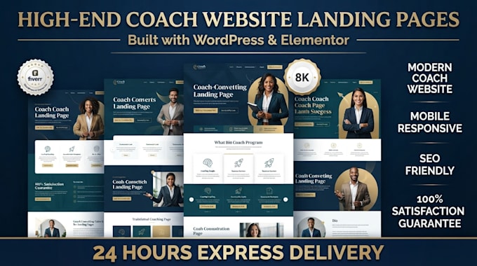 design coaches wordpress elementor website, wordpress landingpage, wordpress seo