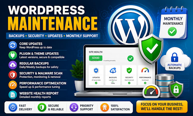 maintain wordpress website with backups, security and updates