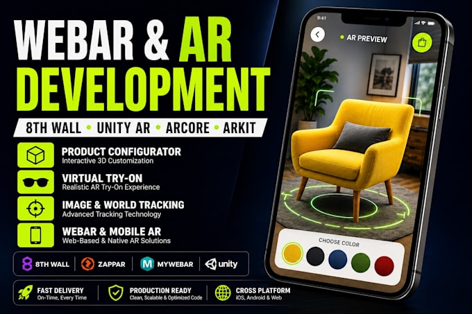 develop augmented reality, webar with 8th wall, zappar, mywebar unity and arkit