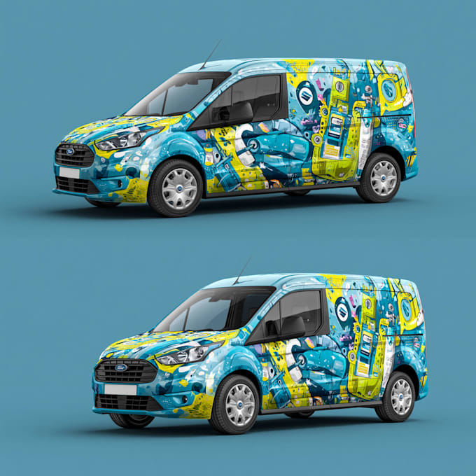 draw clean and professional car wrap, vehicle wrap design