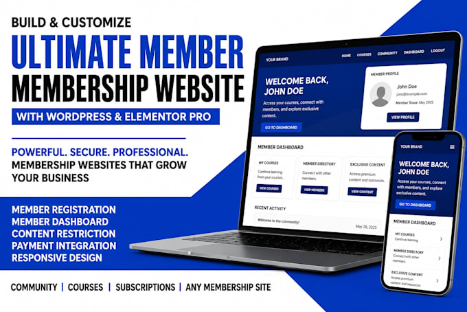 build and customize ultimate member, membership website, wordpress elementor pro