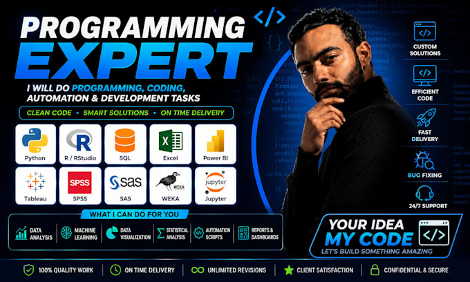 do r programming, python, data analysis, machine learning, and excel projects