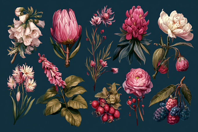 create detailed botanical line art engraving for your project