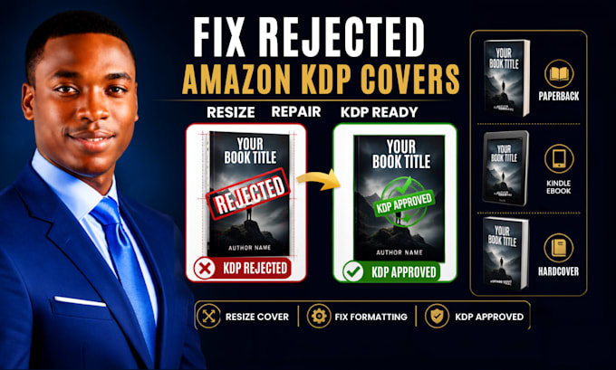 fix resize book cover, fix rejected book for amazon kdp book formatting