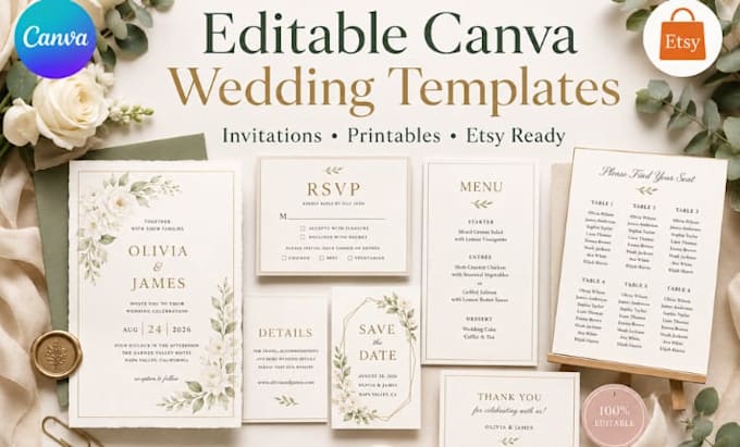 do editable canva wedding invitations, babyshower, birthday
