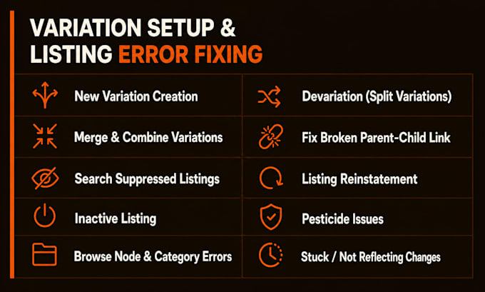 create amazon variation listing or fix parent child listing