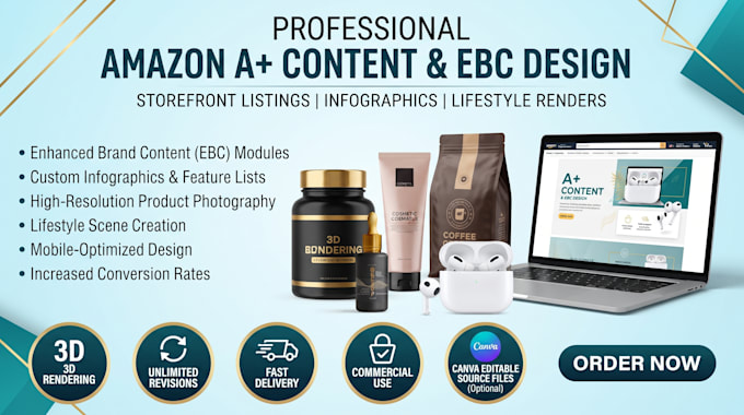 create amazon a plus content ebc storefront listing images infographic design