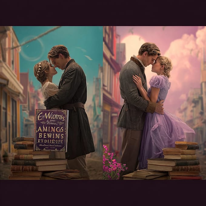 design a print ready romance book cover or ebook