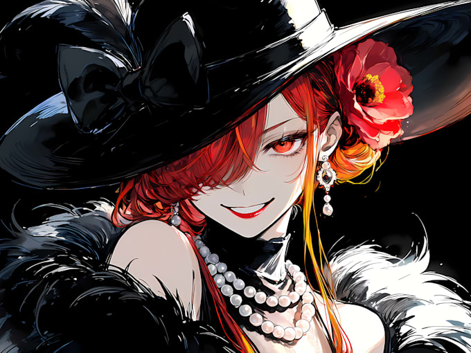 create stylish high contrast dark anime character art