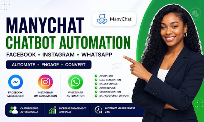 setup manychat chatbot automation for facebook, instagram, whatsapp