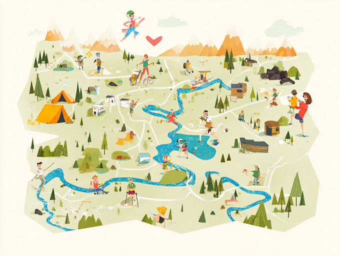 make fantasy map illustration for, novels and games