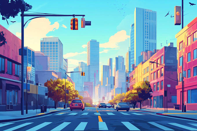create a landscape and urban vector art illustration