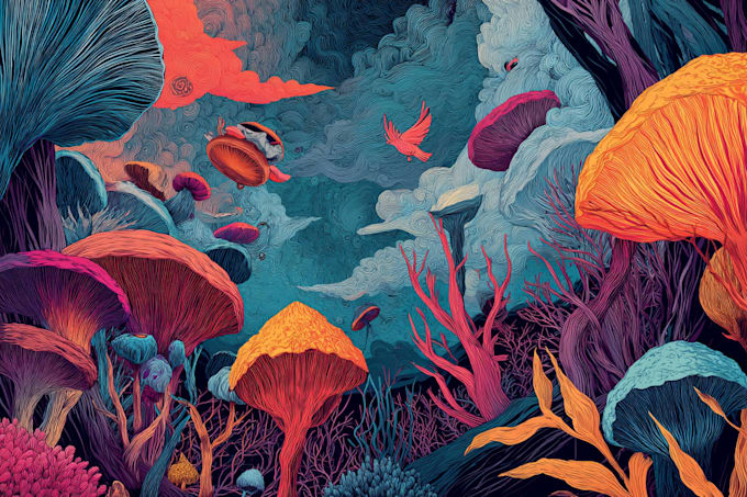 make trippy, psychedelic, surreal, illustrations designs