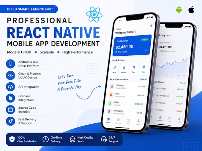 develop a professional react native mobile app using expo