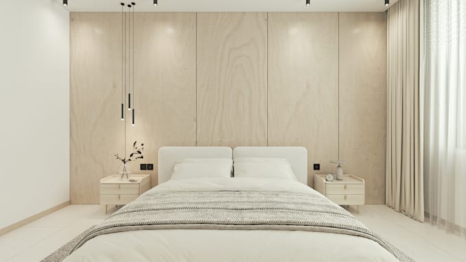 do 3d bedroom interior design and realistic rendering