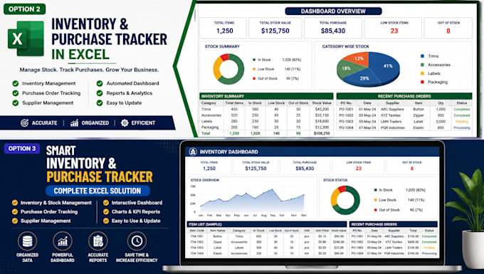 create professional inventory and purchase tracker in excel