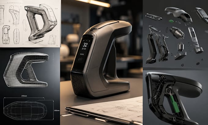 ergonomic industrial product design, 3d cad modeling and product rendering