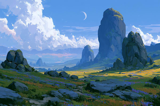 hand paint landscape painting on canvas