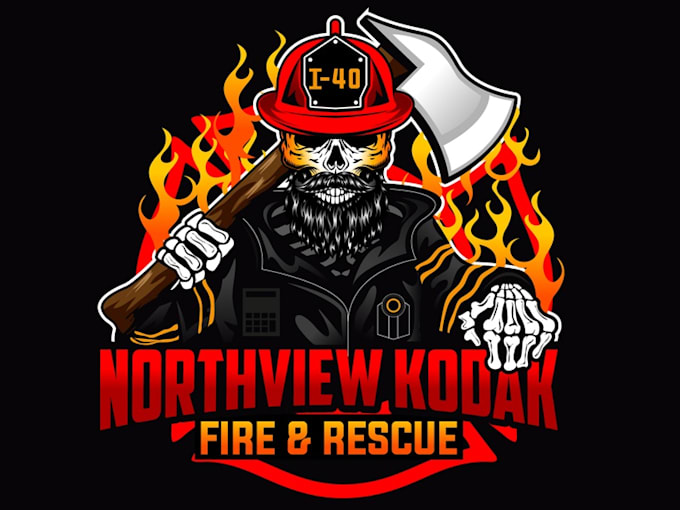 do modern fire fighter logo with t shirt design