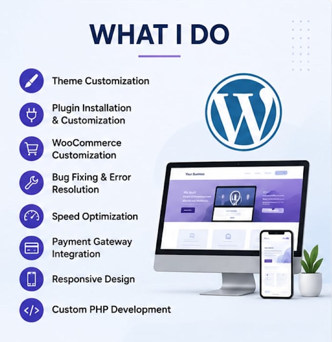 customize, fix and develop wordpress websites professionally