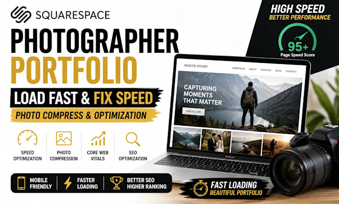 optimize squarespace photographer portfolio speed and image loading SEO