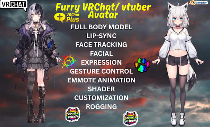 make vrchat anime avatar, furry vrm model, 3d vtuber model, tabletop vtuber,