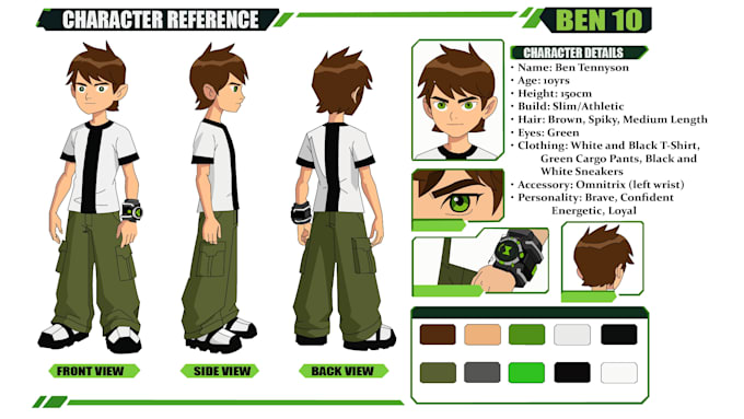draw custom character reference sheet, oc, anime and furry character design