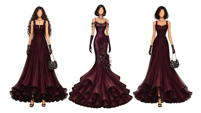 draw fashion sketches digital illustration and wedding dress